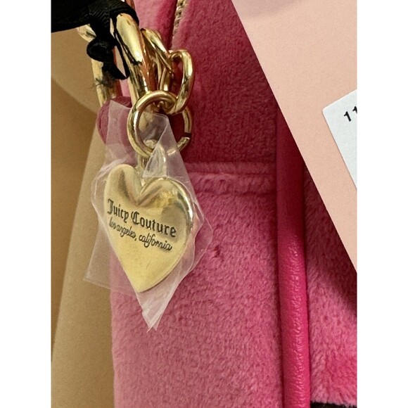 Juicy Couture Heritage Crossbody Velour Shoulder Bag Pink Flash Embroidery Purse - Picture 11 of 12